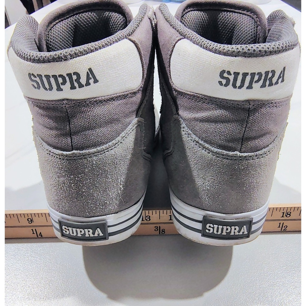 Supra Mens Vaider Skate Shoes Sneakers High Top Gray Suede Canvas 8.5 - Picture 10 of 11
